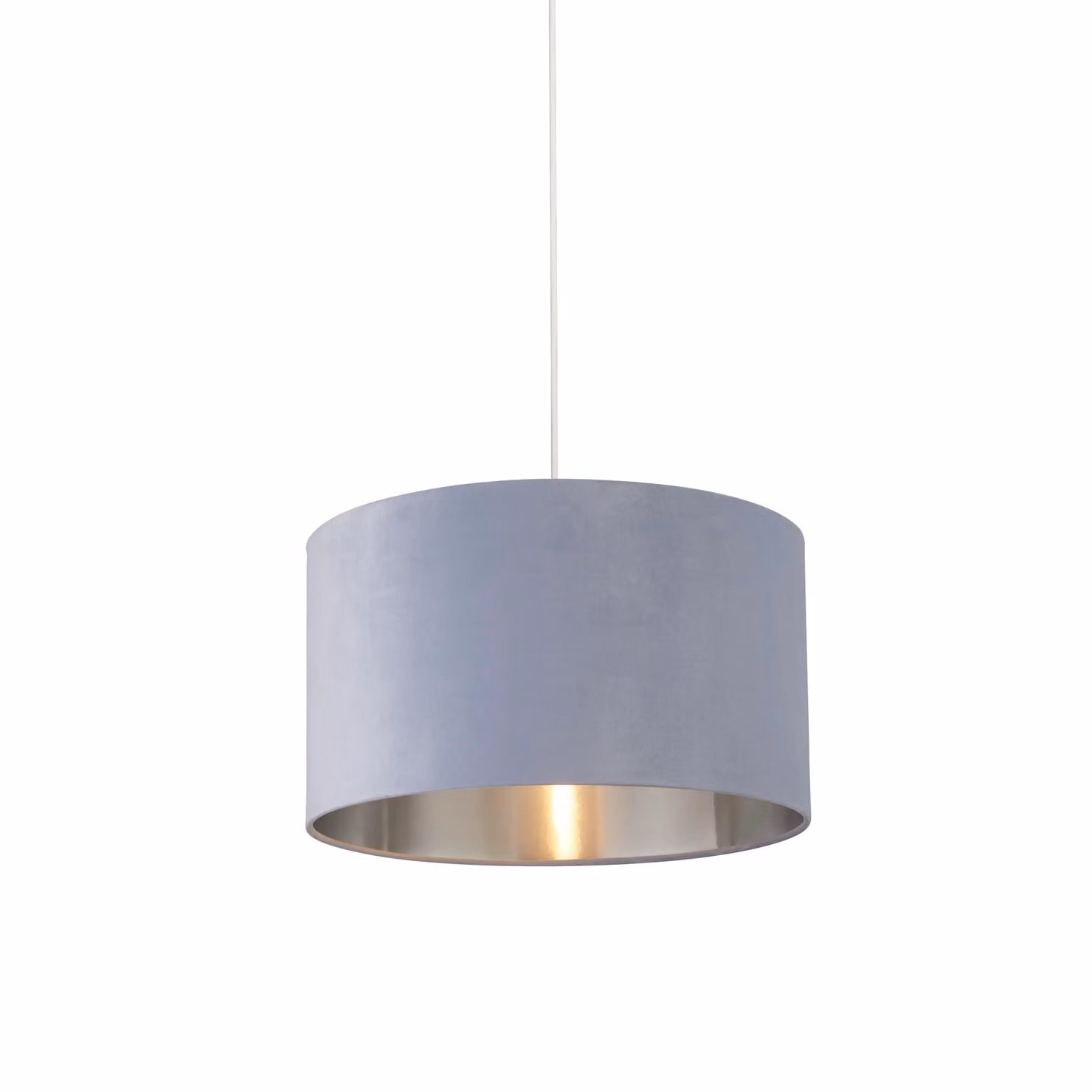Lighting Collection Blue Velvet Drum Lamp Shade with Silver Inner, Diameter: 45 cm – 2