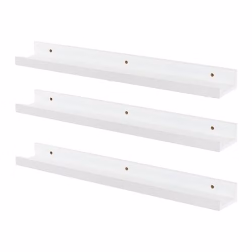 Harbour Housewares Pack of 6 Floating Picture Ledge Wall Shelves, White, W: 57 cm