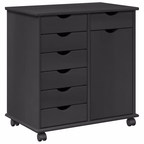 vidaXL Rolling Cabinet in Grey Solid Pine Wood W/D/H: 63.5 x 39 x 65.5 cm – 1