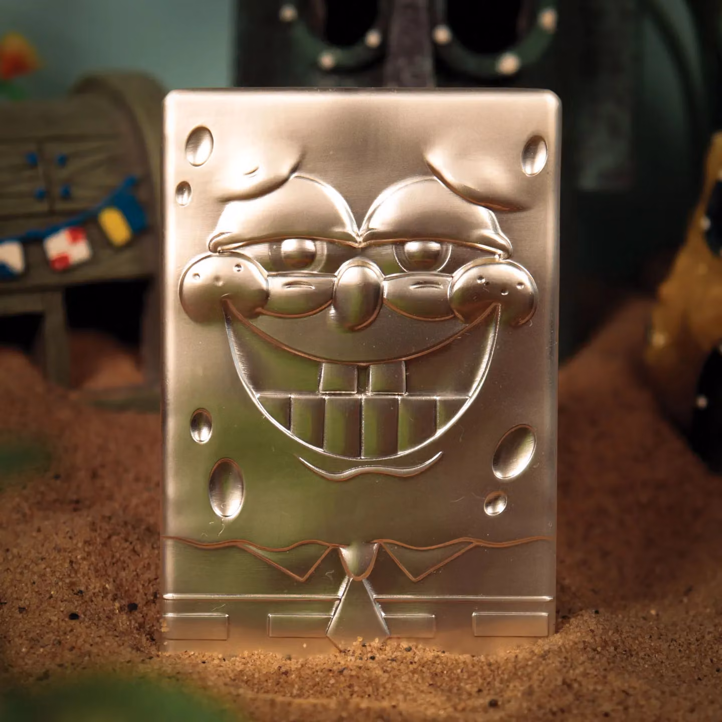 FaNaTtik SpongeBob SquarePants 25th Anniversary .999 Silver Plated Metal Ingot with Tabletop Display Stand in Metallic Silver – 3