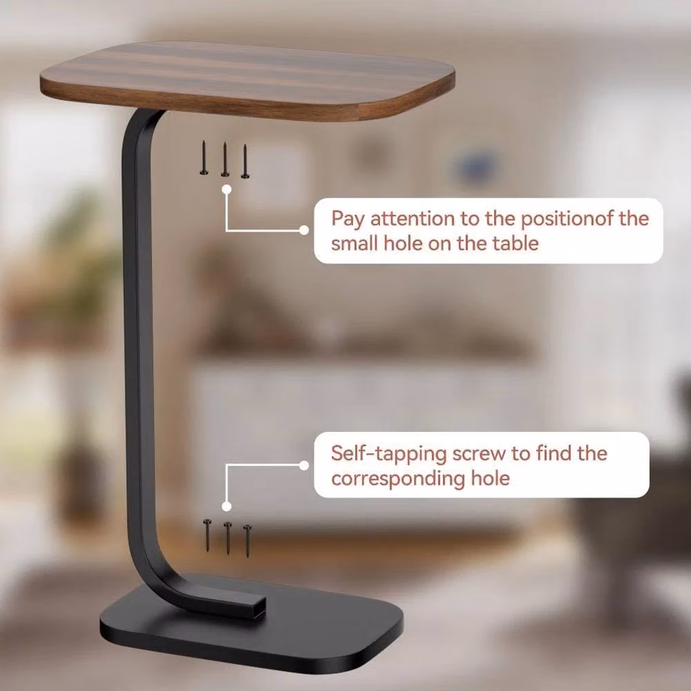 NESTLUNE C-Shaped Side Table and Sofa End Table in Brown – 3