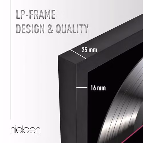 Nielsen Design Black Wood Double Vinyl Record Display Frame, W/D/H: 63.3 x 31.4 x 2.5 cm – 3