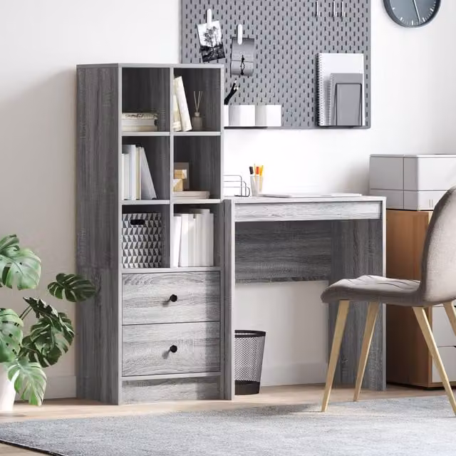Berkfield Modern Writing Desk with Storage in Grey
