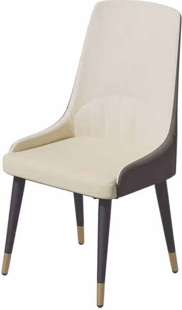 Nordara Set of 2 Minimalist Ivory Synthetic Leather Dining Chairs