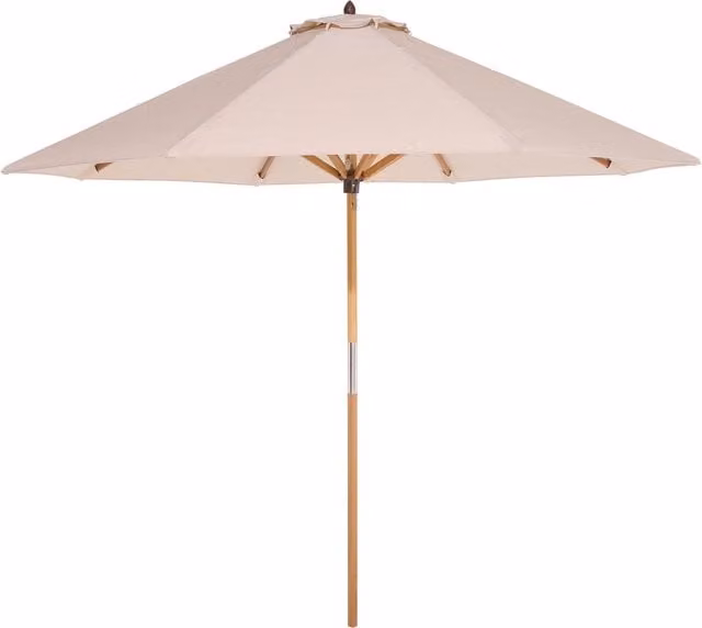 Rowlinson Ashdown Wooden Parasol in Beige with Polyester Canopy, Diameter: 247 cm