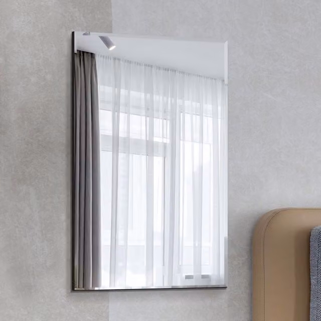 MirrorOutlet Single Bevelled Venetian Rectangular Mirror in Silver, W: 120 cm, H: 80 cm