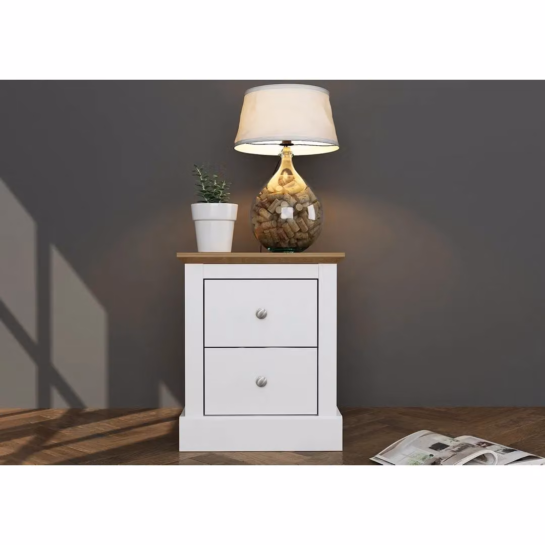 Lemon Pavilion Furniture Devon Bedside Cabinet, White and Oak, W: 45.9 cm, D: 39.5 cm, H: 55.2 cm – 4