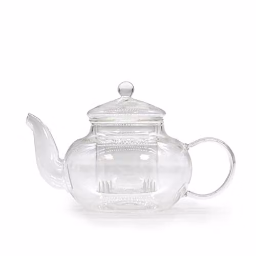 KDMD White Glass Infuser Teapot with 400ml Capacity