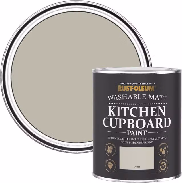 Rust-Oleum Chalky Kitchen Cupboard Paint in Oyster Dead Matt Beige Grey