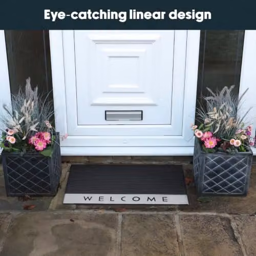 JVL Quartz Welcome Scraper Rubber Doormat, Black, W: 45 cm, D: 75 cm – 2