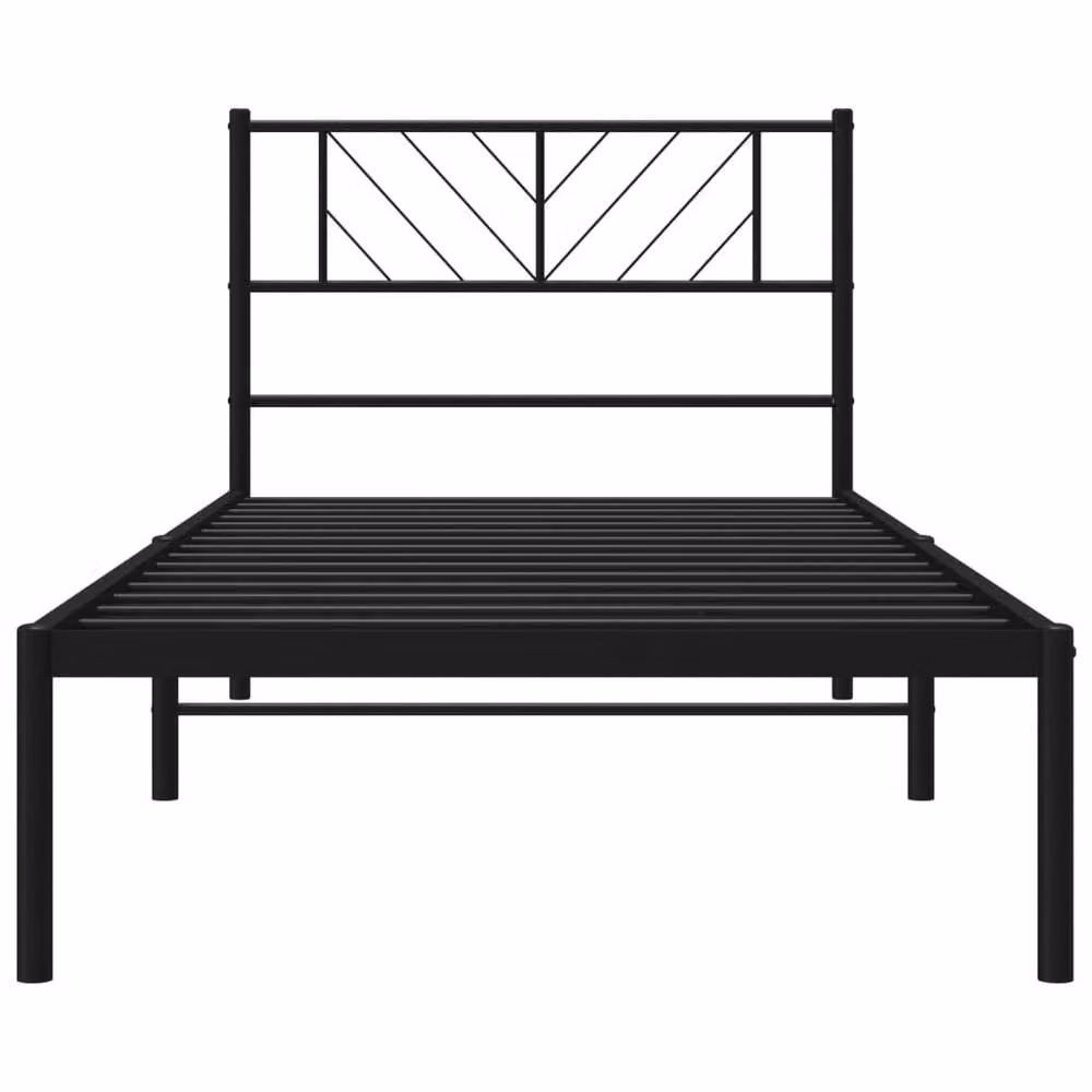 Berkfield Home Metal Bed Frame with Headboard in Black, W/D/H: 75 x 190 cm Small Single – 3