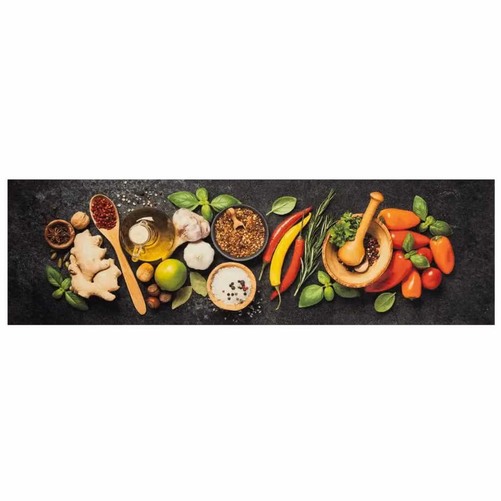 Berkfield Home Spices Washable Kitchen Rug, Black Velvet, W: 45 cm, L: 150 cm – 2