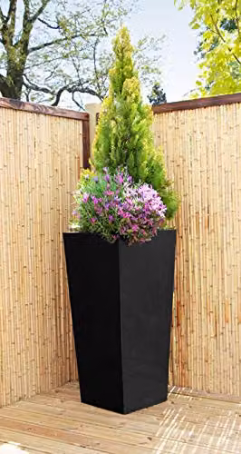 Primrose Black Flared Tapered Outdoor Planter Galvanised Steel Tub H: 90 cm, W: 40 cm – 4