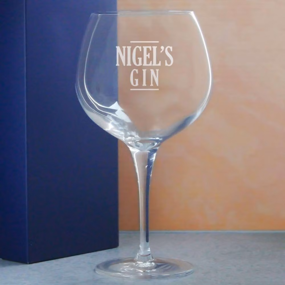 Uniqueful Personalised Primeur Gin Balloon Cocktail Glass with Serif Design in Clear – 2