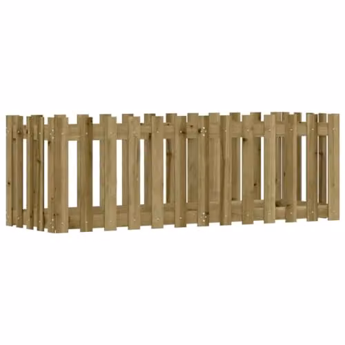 vidaXL Brown Wooden Garden Raised Bed with Fence Design, W/D/H: 150 x 50 x 50 cm