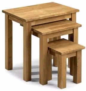netfurniture Cox Solid Oak Nest of 3 Tables in Brown, W/D/H: 50 x 50 x 48 cm, 48 x 48 x 40 cm, 35 x 35 x 35 cm