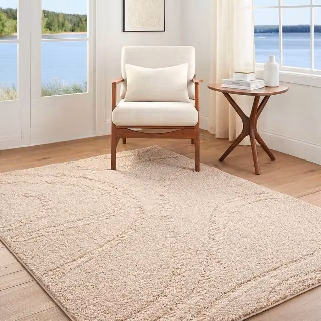 Livabliss Rodos Modern Soft Plush Pile Living Room Rug in Beige, W: 200 cm, D: 275 cm