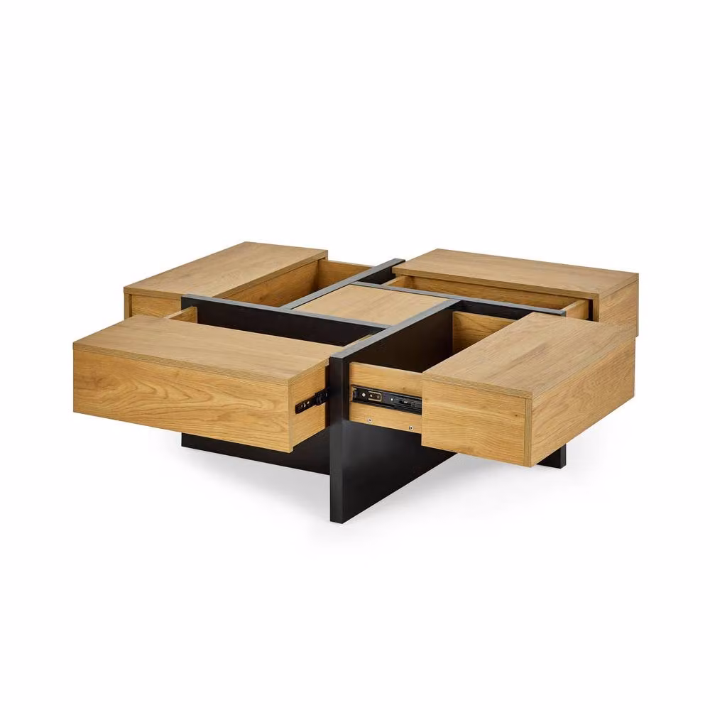 Cheshire Aspen Square Storage Coffee Table in Light Oak Effect Brown, W/D/H: 80 x 80 x 80 cm – 2