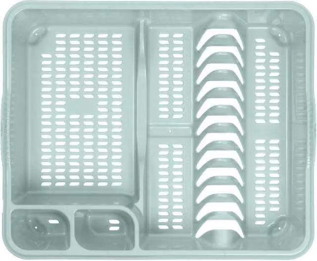 FLAVORA Green Plastic Kitchen Dish Drainer with Cutlery Holder – 1