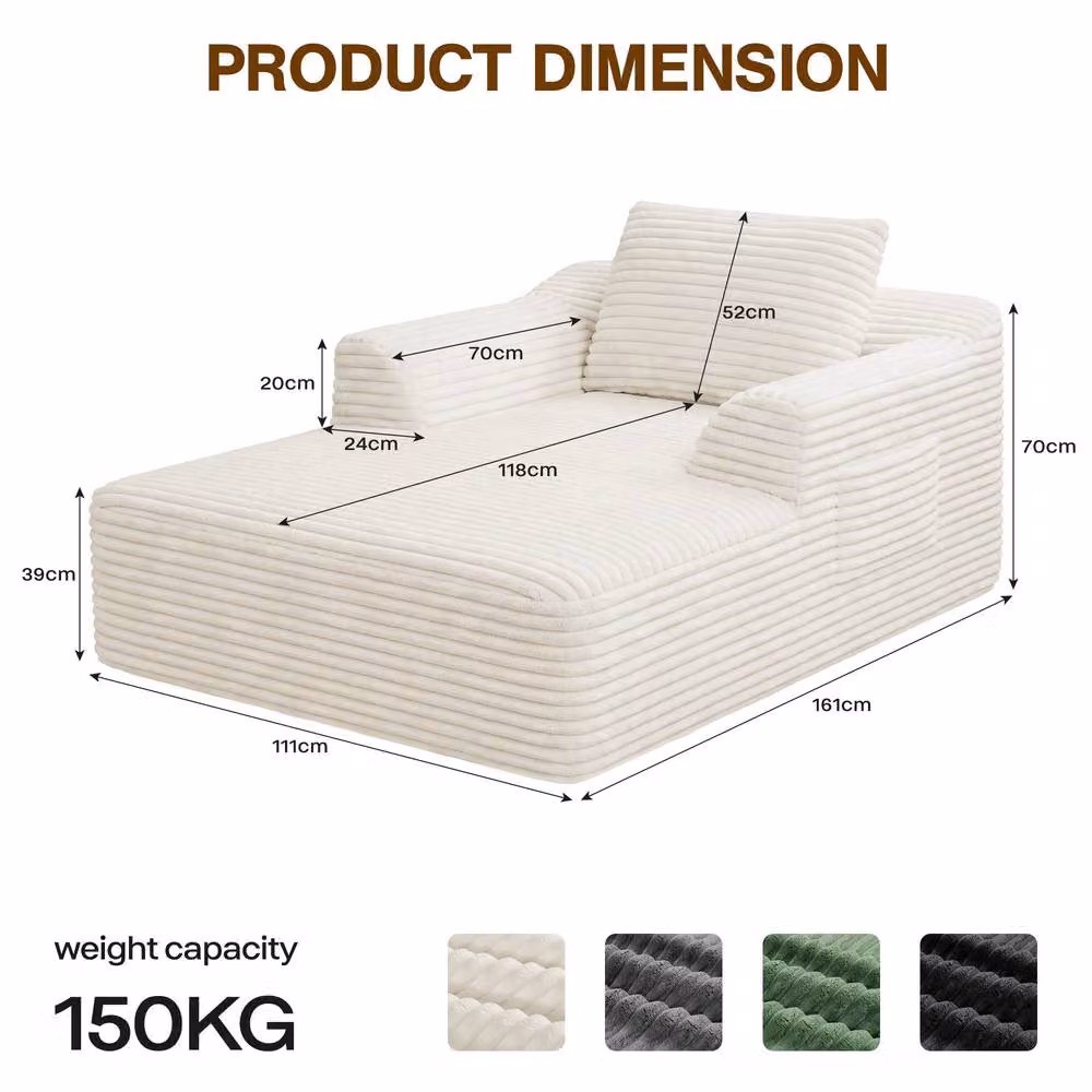 Dprodo Modular High Density Foam Chaise Lounge Sofa in Beige – 2
