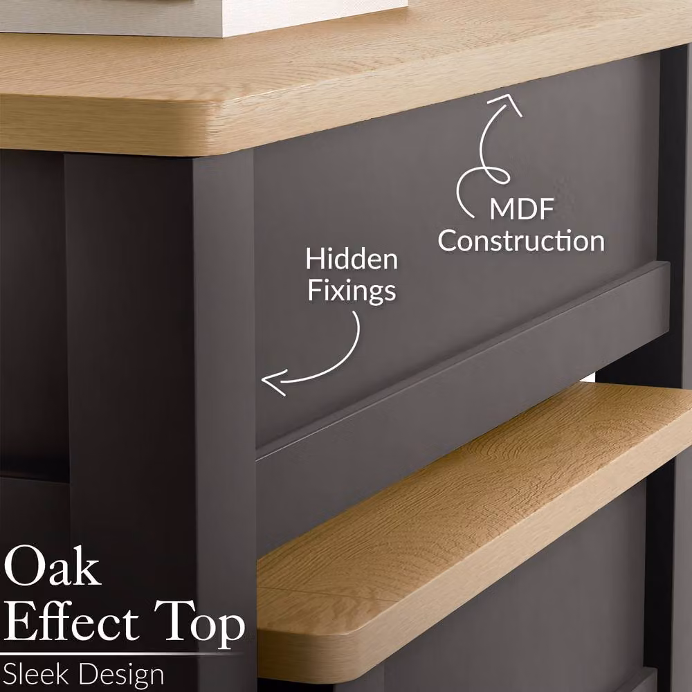 Christow Set of 2 Nest of Tables in Anthracite with Oak Effect Tops – 4