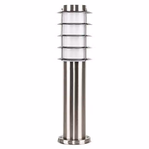 MiniSun Set of 2 Modern Stainless Steel Garden Bollard Light Posts in Silver with 4W Warm White LED Bulbs, Height: 45 cm
