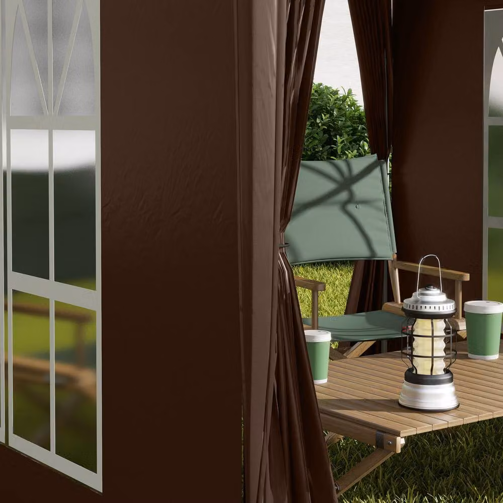 Outsunny Brown Pop Up Gazebo with Windows and Steel Frame, W/D/H: 200 x 200 x 240 cm – 10