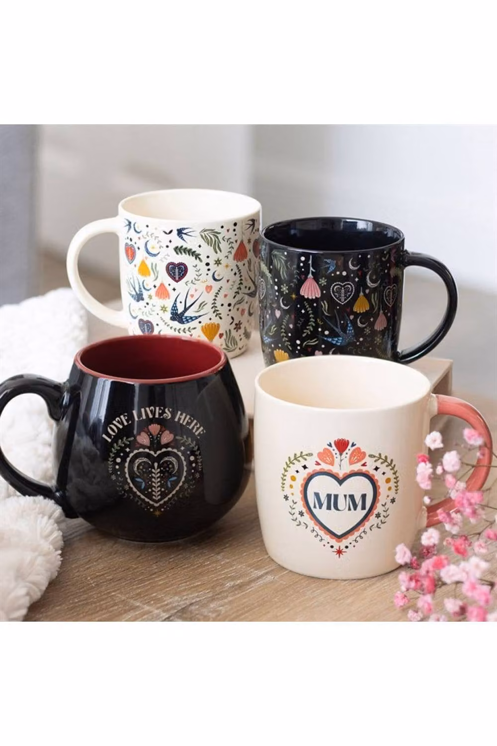 KDMD Midnight Bloom Floral Ceramic Mug, 350ml, Beige and Multicolour – 3