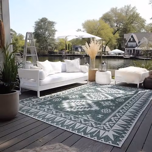 Elle Decoration Oriental Reversible Indoor and Outdoor Rug, Green, W: 160 cm, L: 230 cm