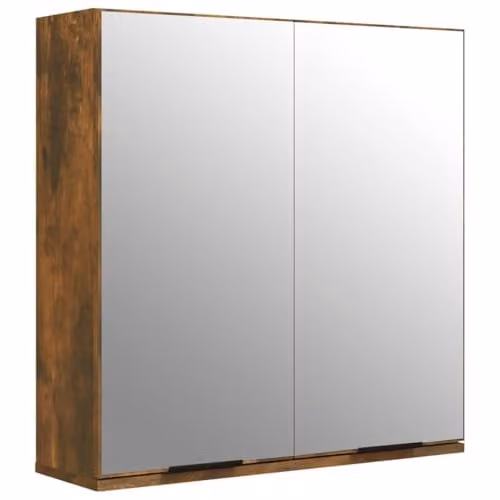 vidaXL Modern Bathroom Mirror Cabinet in Smoked Oak, W/D/H: 64 x 20 x 67 cm – 1