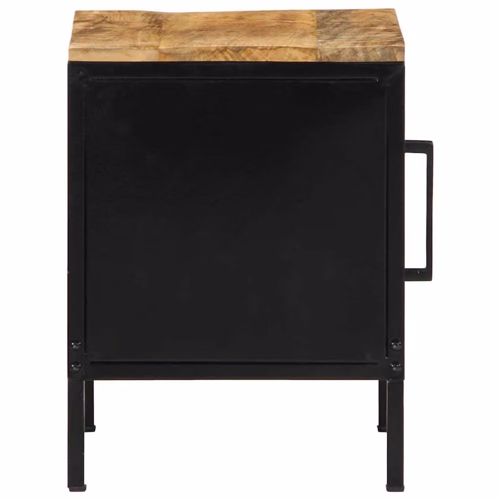 Berkfield Home Classic Mango Wood and Metal Bedside Cabinets, Set of 2, Brown and Black – 4