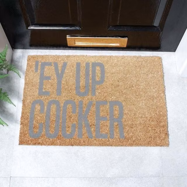 Artsy Mats Grey Ey Up Cocker Spaniel Coir Doormat W/D: 60 x 40 cm