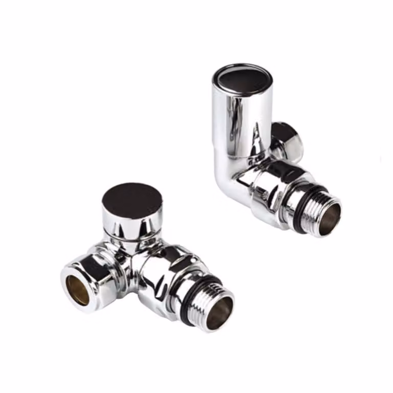 Royal Bathrooms Chrome Angle Brass Corner Radiator Valve Pack 1/2 inch