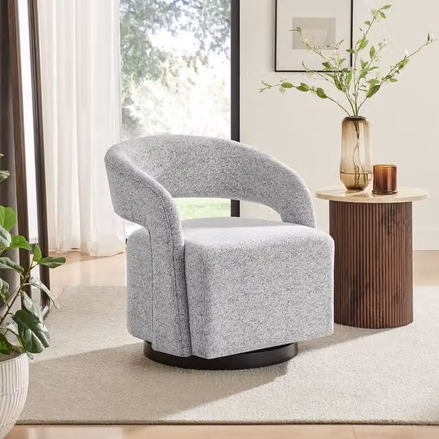 FurnitureboxUK Odessa Grey Fabric Swivel Accent Chair – 1