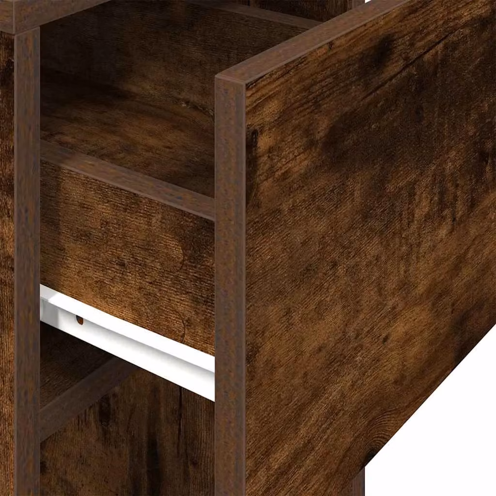 Berkfield Home Computer Tower Stand with Drawer in Smoked Oak Brown, W/D/H: 30 x 44 x 74 cm – 5