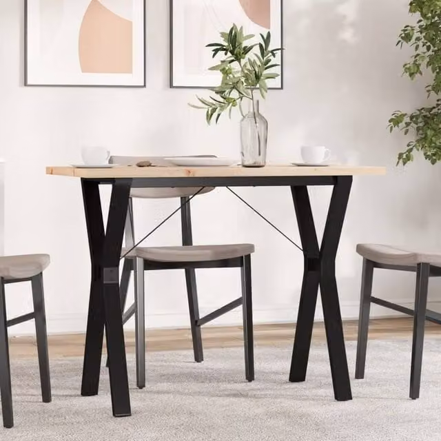 Berkfield Home Rustic Rectangular Dining Table with Y-Frame, Solid Pine and Steel, Brown, W: 100 cm, D: 50 cm, H: 75.5 cm – 1