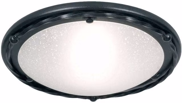 Netlighting Pembroke Round Flush Ceiling Light in Black with E27 Metal and Glass Design
