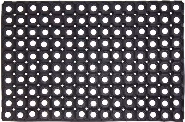 JVL Rondo Rubber Ring Scraper Doormat, Black, W: 40 cm, D: 60 cm