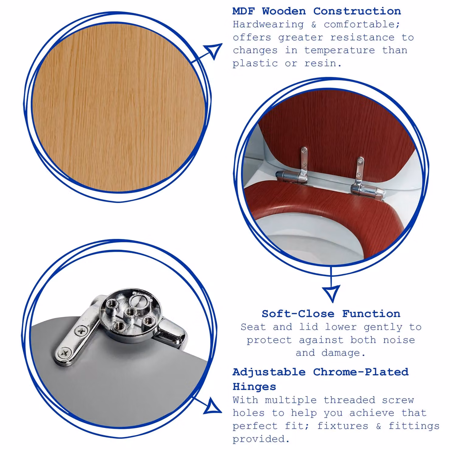 Harbour Housewares Pack of 2 Soft Close MDF Wooden Toilet Seats in Dark Brown – 2