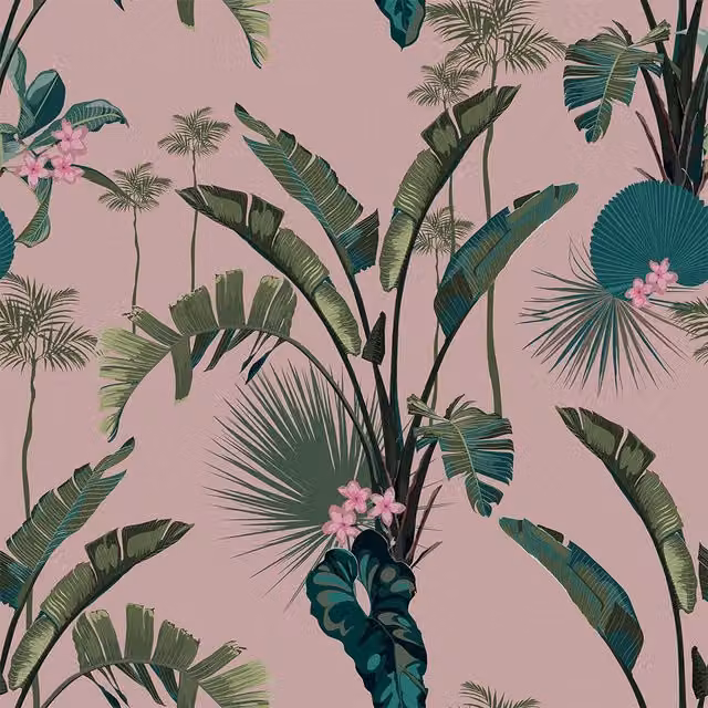 I Love Wallpaper Tropical Paradise Botanical Wallpaper in Dusky Pink