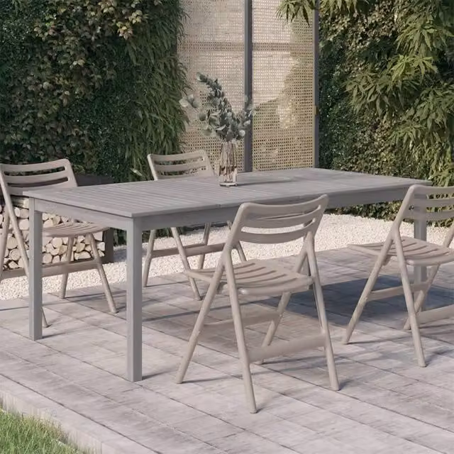 Berkfield Home Grey Acacia Solid Wood Garden Table W/D/H: 200 x 100 x 75 cm