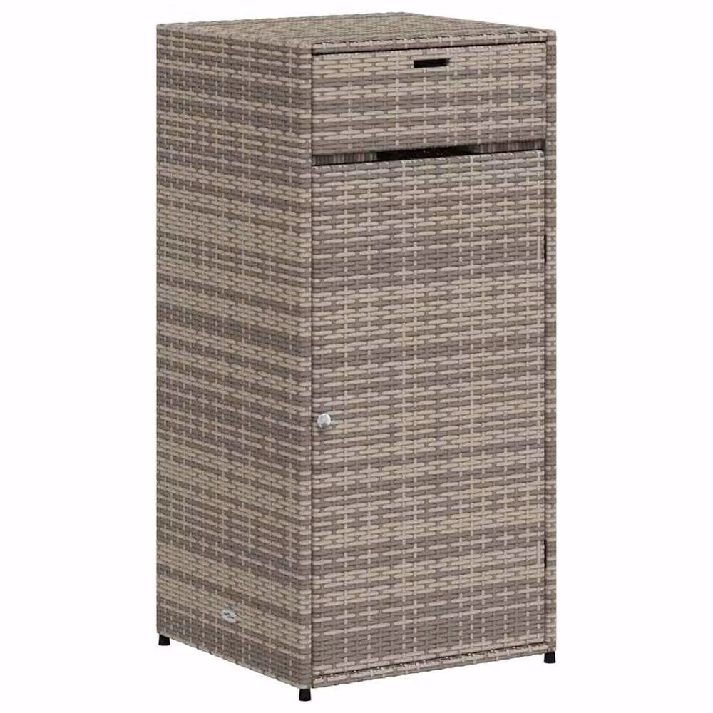Berkfield Home Grey Poly Rattan Garden Storage Cabinet with Hinged Doors, W/D/H: 55 x 55 x 111 cm – 3