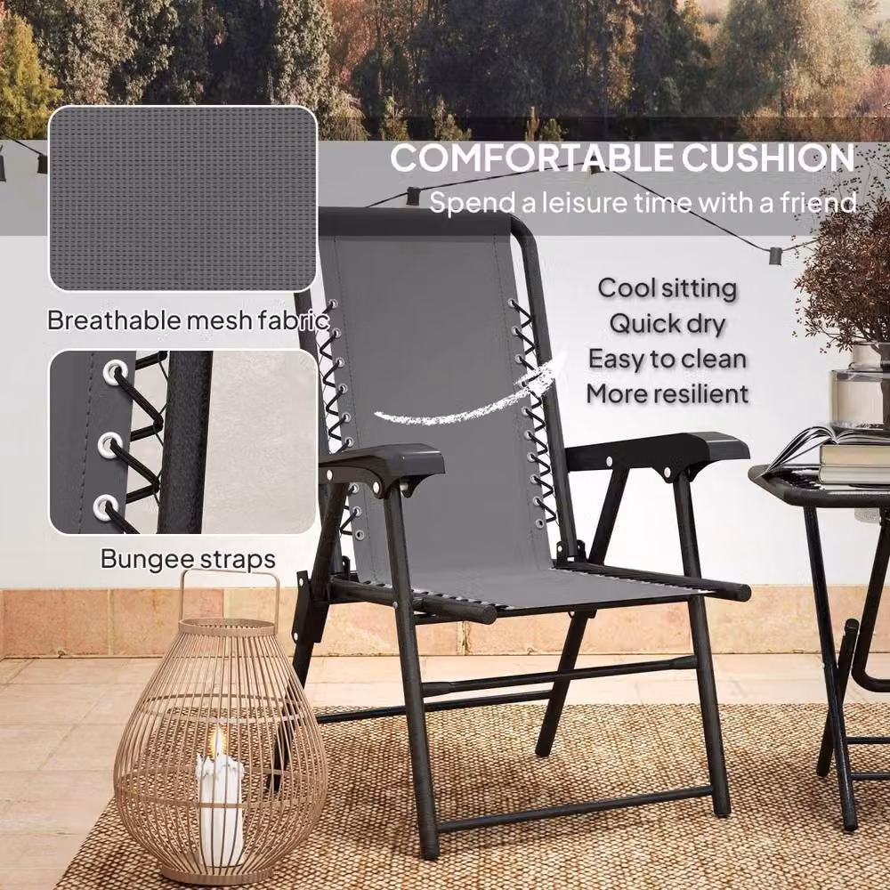 Wyld Haus Lano 3 Piece Dark Grey Mesh Folding Bistro Set in Black – 7