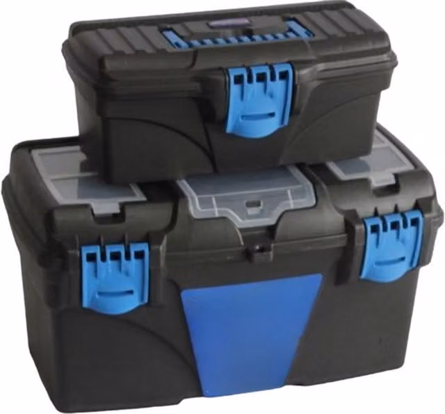 SupaTool Tool Box Pack of 2 with Inserts, Black