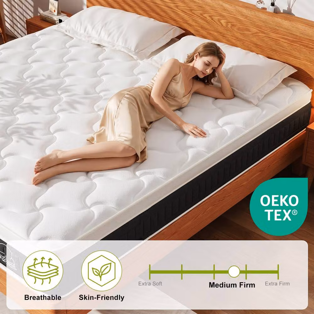 Gartistgo King Hybrid Pocket Sprung Mattress with Memory Foam, Medium Firm, Black, H 25 cm, W 180 cm, D 200 cm – 2