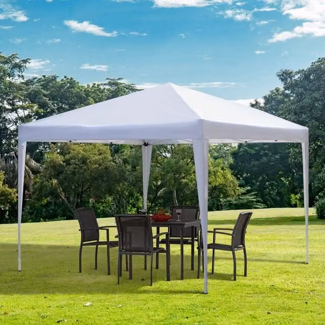 Outsunny White Pop Up Garden Gazebo Marquee Party Tent W/D: 300 x 300 cm