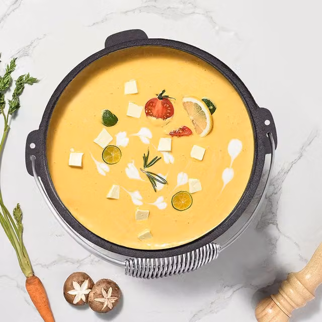Livingandhome Uncoated Black Cast Iron Casserole Dutch Oven