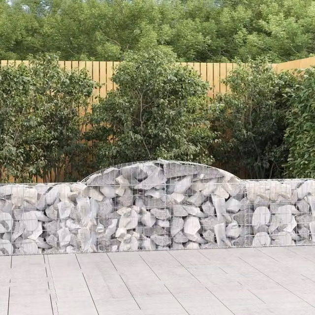 Berkfield Home Arched Gabion Baskets, 2 Pack, Silver Galvanised Steel, W: 300 cm, D: 30 cm, H: 60-80 cm – 1
