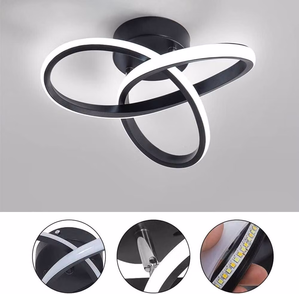 Goeco Modern Dimmable LED Ceiling Light, Black, 22W, 2500LM, Diameter: 25 cm – 3