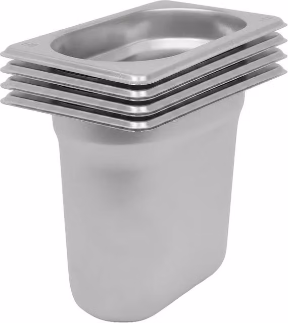 Argon Tableware Stainless Steel Gastronorm Containers 1/9 1L, Pack of 4, Silver – 2